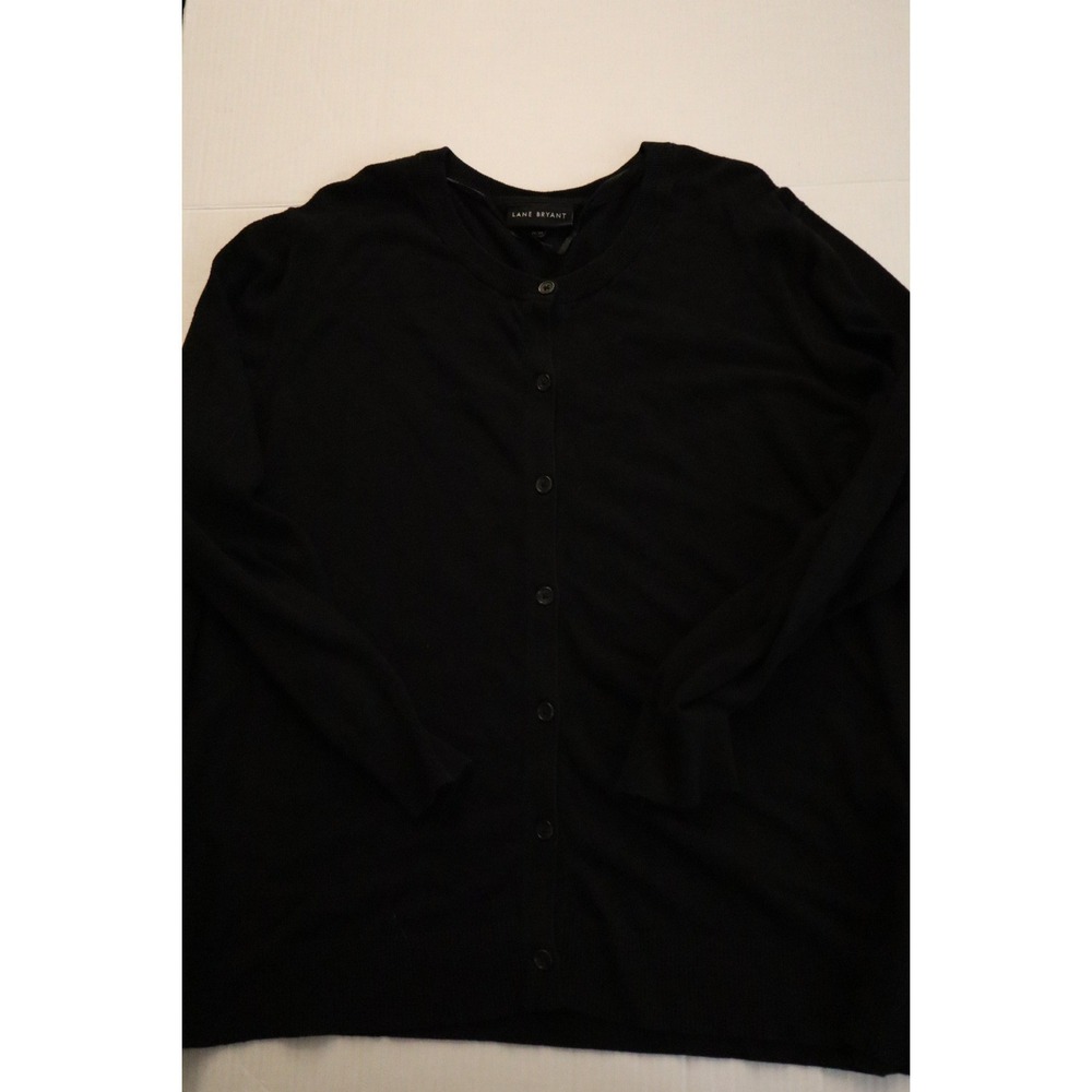 Lane Bryant Black Button Front Cardigan Sweater Plus Size 26/28 Cotton Blend